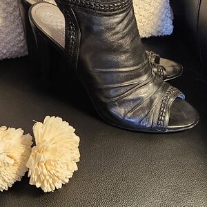 Vince Camuto Black Peep-Toe Stiletto Booties